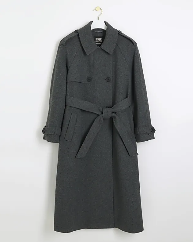 River Island belted longline trench coat< Coats & Jackets