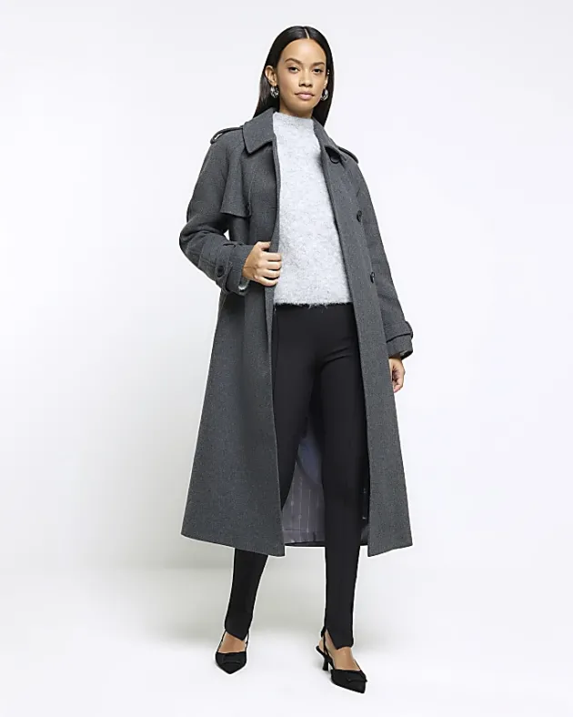 River Island belted longline trench coat< Coats & Jackets