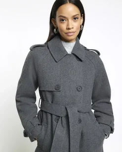 River Island belted longline trench coat< Coats & Jackets