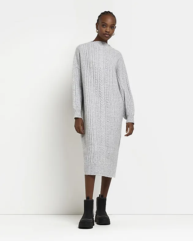 River Island cable knit jumper midi dress< Dresses