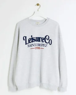 River Island embossed graphic sweatshirt< Loungewear