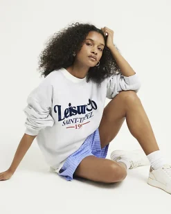 River Island embossed graphic sweatshirt< Loungewear