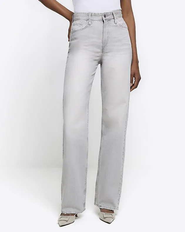 River Island faded high waist relaxed straight jeans< Jeans