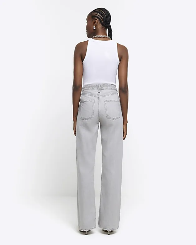 River Island faded high waist relaxed straight jeans< Jeans
