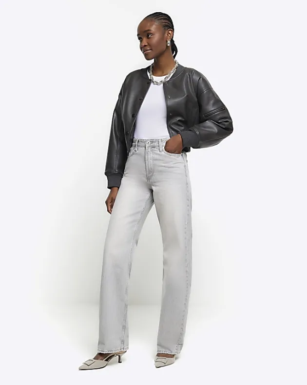 River Island faded high waist relaxed straight jeans< Jeans