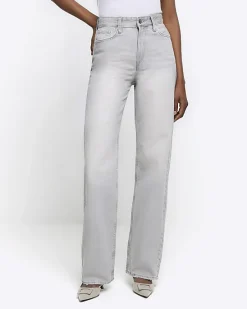 River Island faded high waist relaxed straight jeans< Jeans