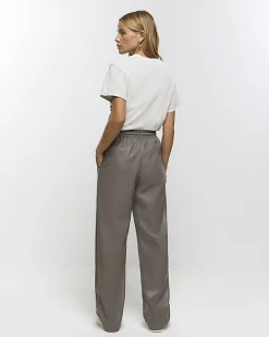 River Island faux leather wide leg trousers< Trousers