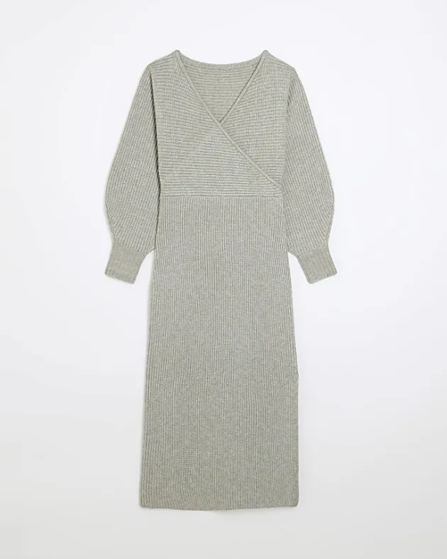 River Island knit wrap jumper midi dress< Dresses