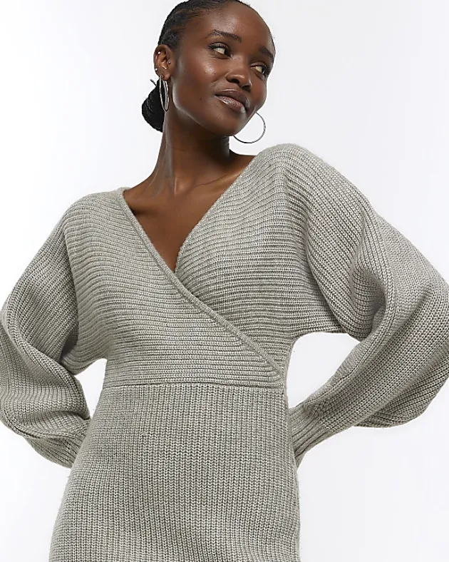 River Island knit wrap jumper midi dress< Dresses