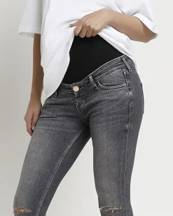 River Island ripped mid rise maternity skinny jeans< Maternity