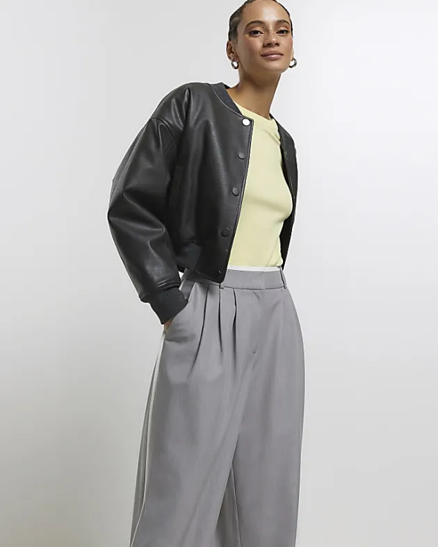 River Island side stripe wide leg trousers< Trousers