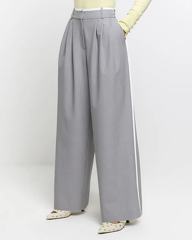 River Island side stripe wide leg trousers< Trousers
