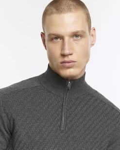 River Island slim fit cable half zip jumper< Jumpers & Cardigans