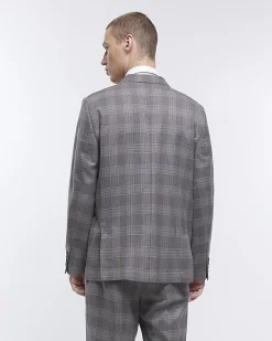 River Island slim fit check suit jacket< Suits