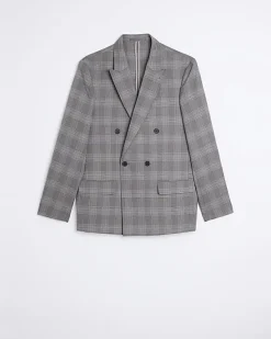 River Island slim fit check suit jacket< Suits
