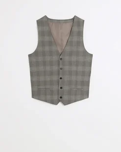 River Island slim fit check waistcoat< Suits