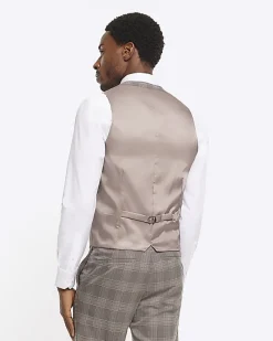 River Island slim fit check waistcoat< Suits
