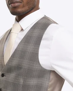 River Island slim fit check waistcoat< Suits