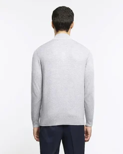 River Island slim fit diagonal half zip jumper< Jumpers & Cardigans