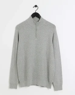 River Island slim fit diagonal half zip jumper< Jumpers & Cardigans