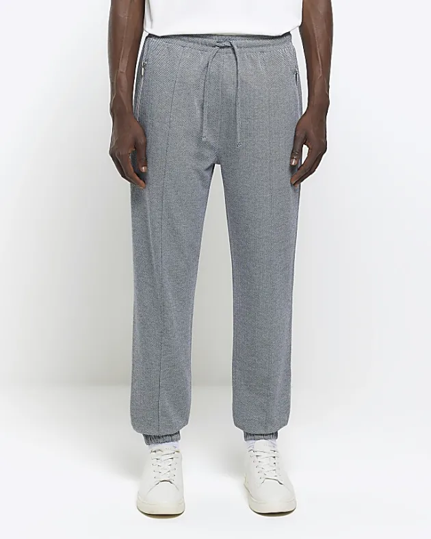 River Island slim fit smart herringbone joggers< Joggers