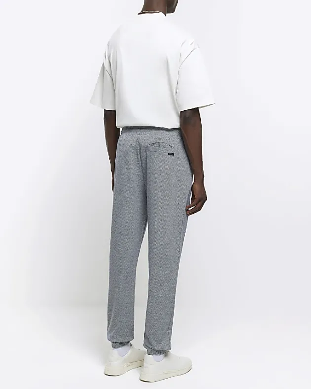 River Island slim fit smart herringbone joggers< Joggers
