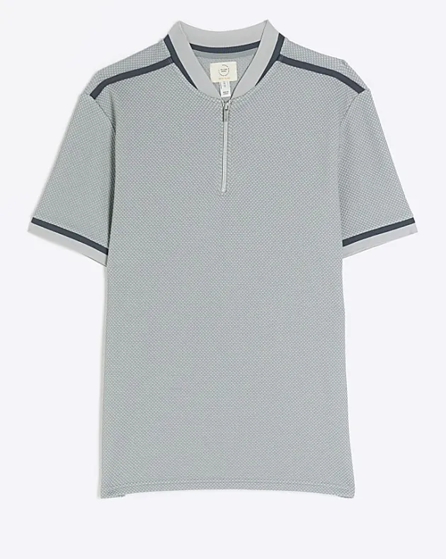 River Island slim fit taped baseball collar polo< Polo Shirts