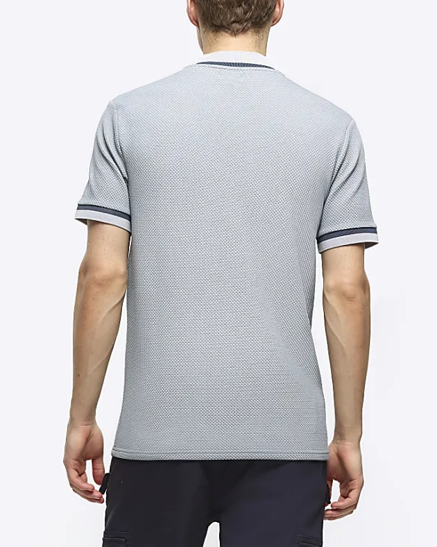 River Island slim fit taped baseball collar polo< Polo Shirts