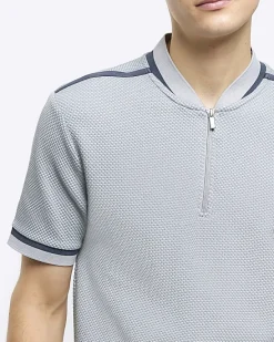 River Island slim fit taped baseball collar polo< Polo Shirts