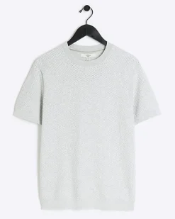 River Island slim fit textured knit t-shirt< Jumpers & Cardigans