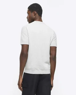 River Island slim fit textured knit t-shirt< Jumpers & Cardigans