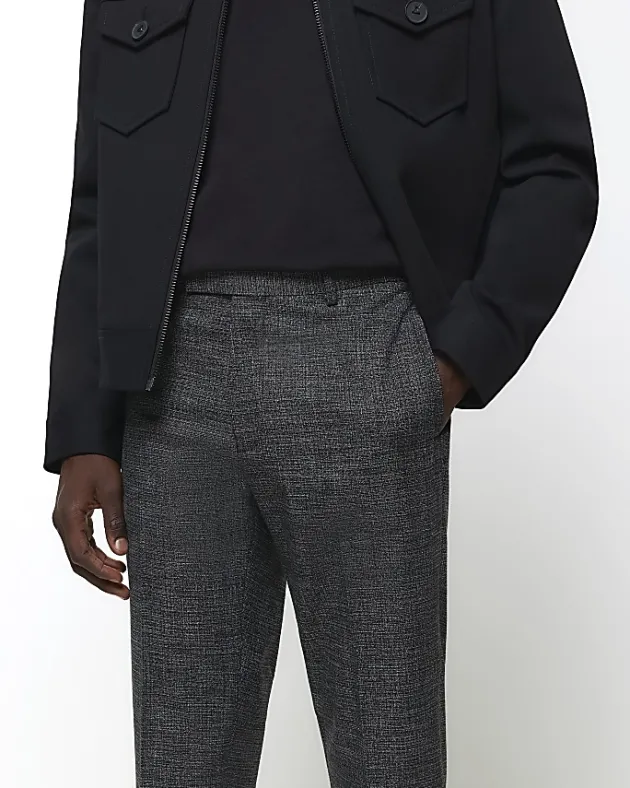 River Island slim fit textured smart trousers< Trousers
