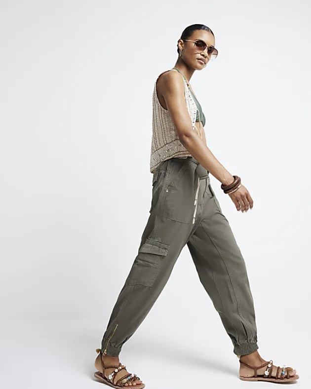 River Island belted utility cargo trousers< Trousers
