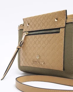 River Island canvas embossed RI cross body bag< Bags, Purses & Luggage