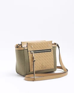 River Island canvas embossed RI cross body bag< Bags, Purses & Luggage