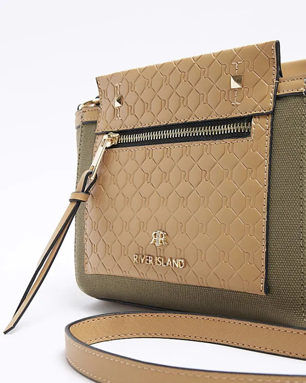 River Island canvas embossed RI cross body bag< Bags, Purses & Luggage
