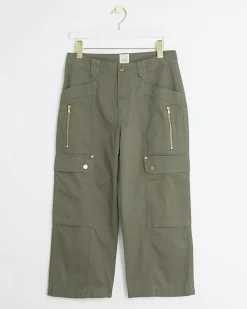 River Island cargo crop wide leg trousers< Trousers