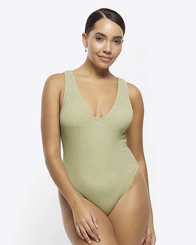 River Island crinkle plunge swimsuit< Swimwear & Beachwear