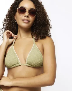 River Island crinkle stitch triangle bikini top< Swimwear & Beachwear