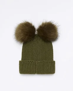 River Island double pom pom beanie< Accessories