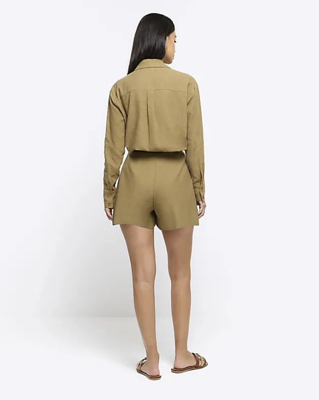 River Island linen blend high waisted shorts< Shorts