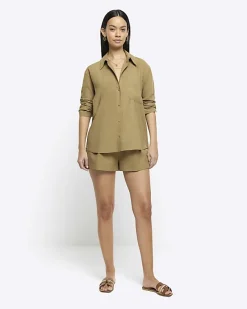 River Island linen blend long sleeve shirt< Co-ord Sets