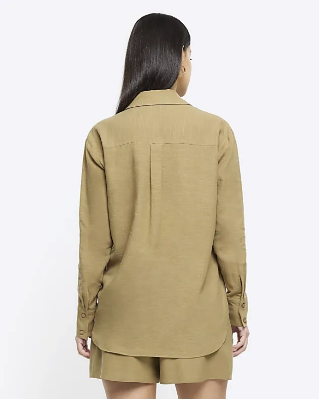 River Island linen blend long sleeve shirt< Co-ord Sets