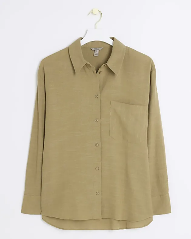 River Island linen blend long sleeve shirt< Co-ord Sets