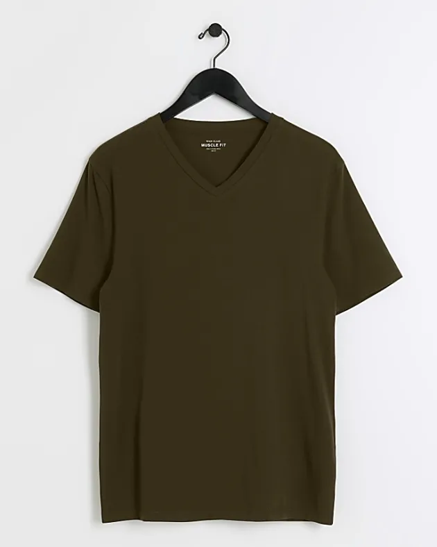 River Island muscle fit V neck t-shirt< Essentials
