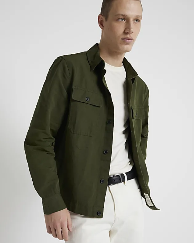River Island regular fit linen blend smart overshirt< Shirts