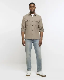 River Island regular fit pocket jersey overshirt< Shirts