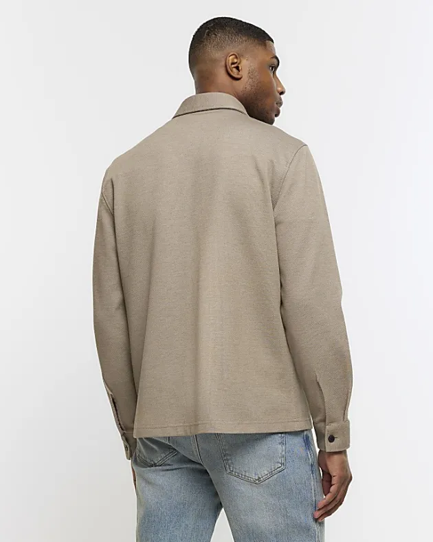 River Island regular fit pocket jersey overshirt< Shirts