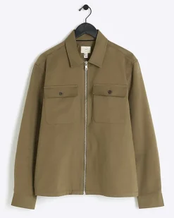 River Island regular fit zip up overshirt< Shirts