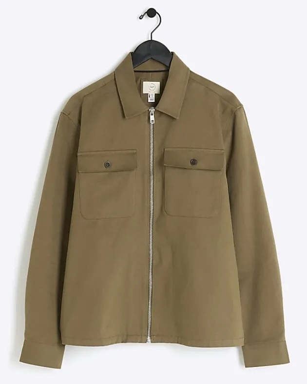 River Island regular fit zip up overshirt< Shirts